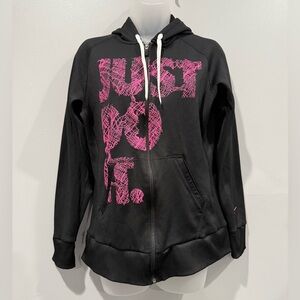 Nike women’s Therma-FIT Full Zip Hoodie Black Pink "Just Do It" size M